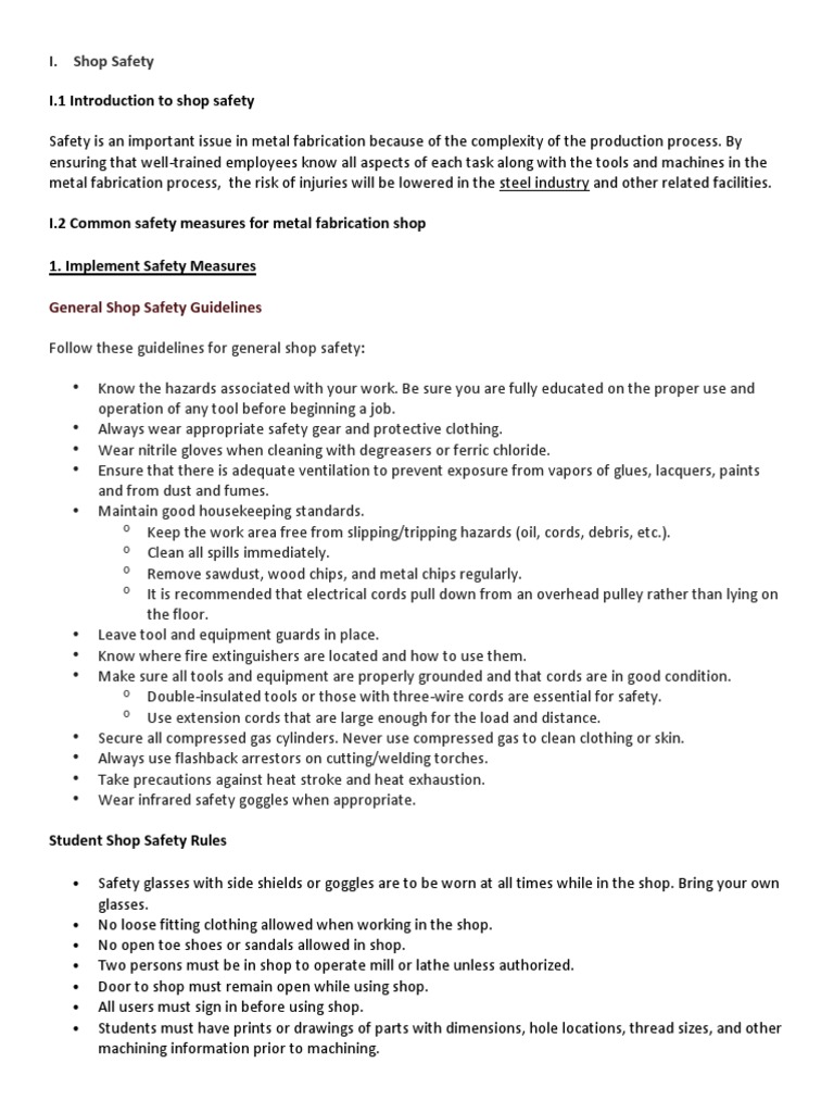 Shop Safety PDF Personal Protective Equipment Welding