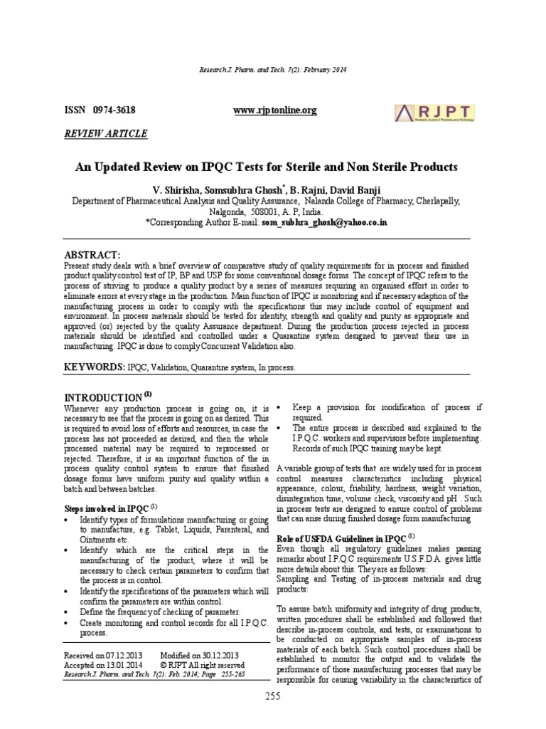Ipqc Pdf Tablet Pharmacy Suspension Chemistry