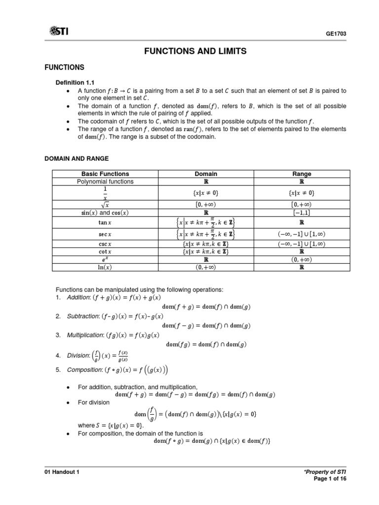 Functions and Limits Overview | PDF | Infinity | Function (Mathematics)