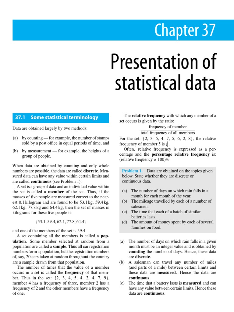 Statistical Data Presentation Techniques | PDF | Pie Chart | Histogram