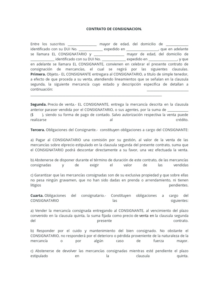 Contrato de Consignacion | PDF | Gobierno | Business