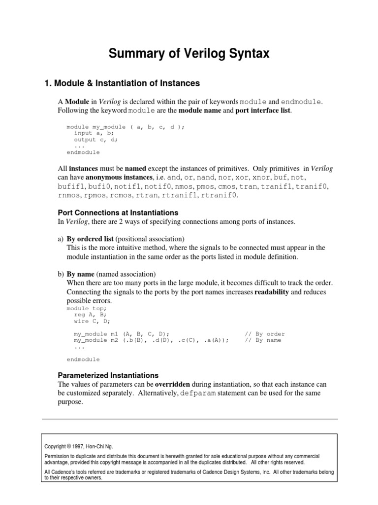 Verilog Syntax Summary | PDF | Array Data Type | Array Data Structure