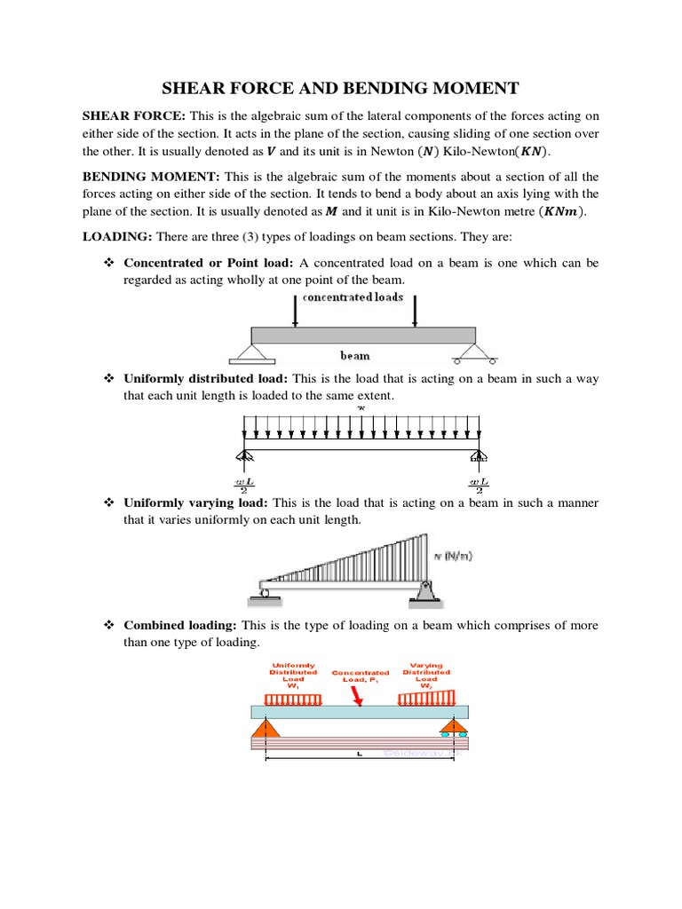 Cve 254 - Shear Force and Bending Moment (New) | PDF | Bending | Beam  (Structure)