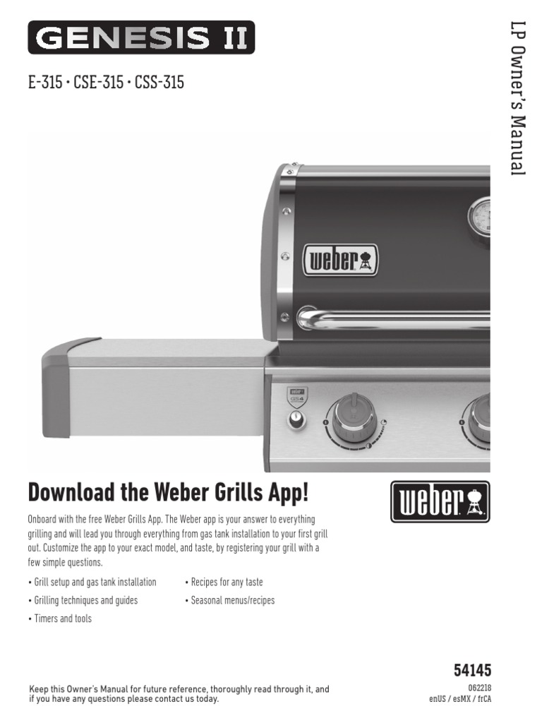 Weber Genesis II E-315 Owner's Manual, PDF, Propane