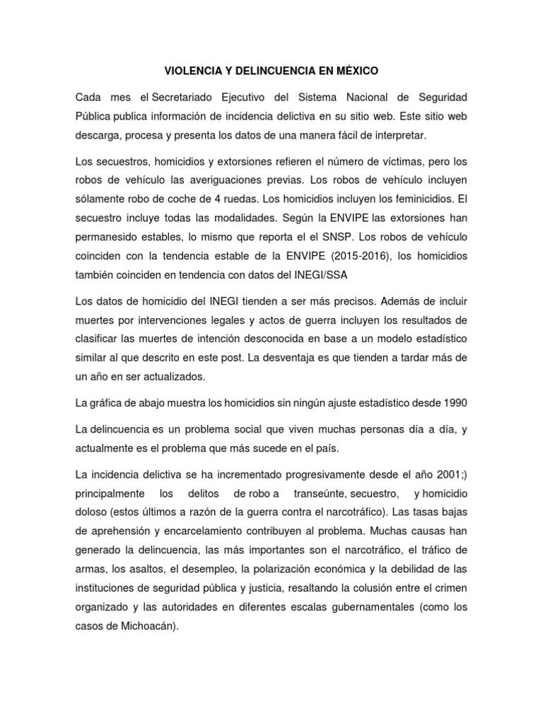 Violencia y Delincuencia en México | PDF | La violencia contra las ...