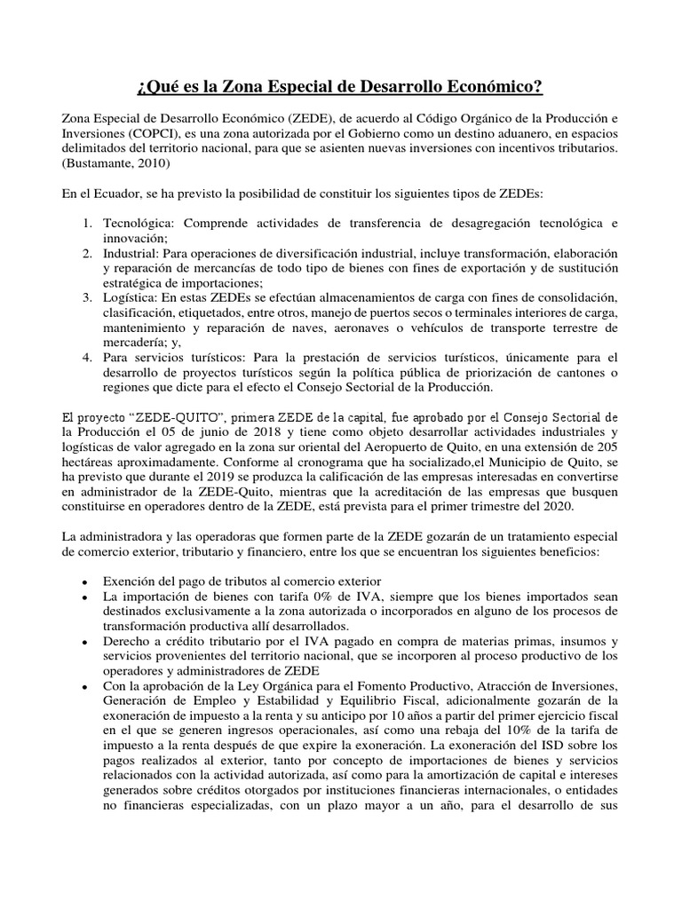 Zonas Especiales de Desarrollo Económico en Ecuador | PDF | Impuesto ...
