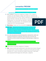 Lista de Documentos PROUNI