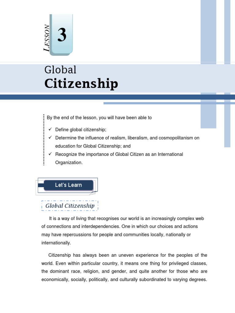 Understanding Global Citizenship Challenges | PDF | Cosmopolitanism ...