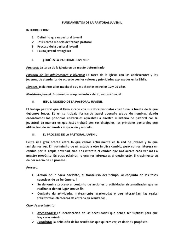 Fundamentos de La Pastoral Juvenil | PDF | Gran comisión | Jesús