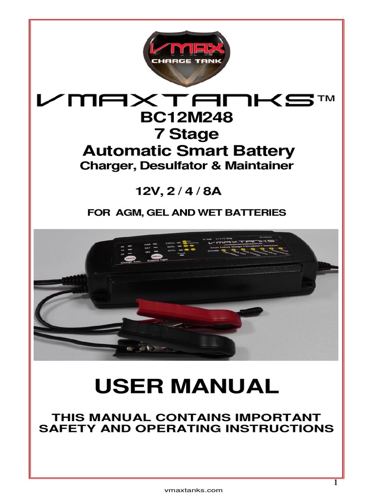 12V Smart Battery Charger Manual | PDF | Battery Charger | Manufactured ...
