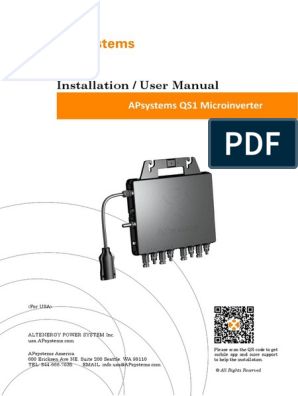 APsystems Microinverter QS1 For USA User Manual Rev1.1 2018-7-3 | PDF |  Photovoltaic System | Alternating Current