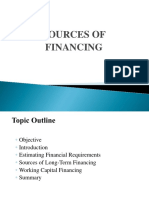 FINANCING SOURCES AND WORKING CAPITAL ESTIMATION