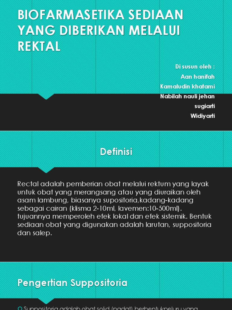 Biofarmasetika Obat Rektal: Suppositoria dan Enema | PDF