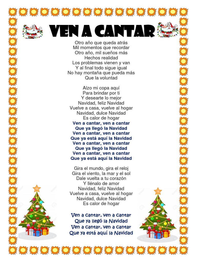 Letra del villancico "Ven a Cantar" | PDF