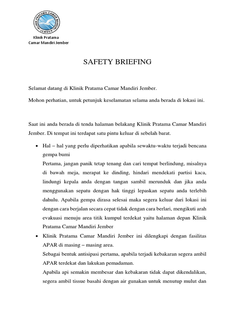 Safety Briefing | PDF