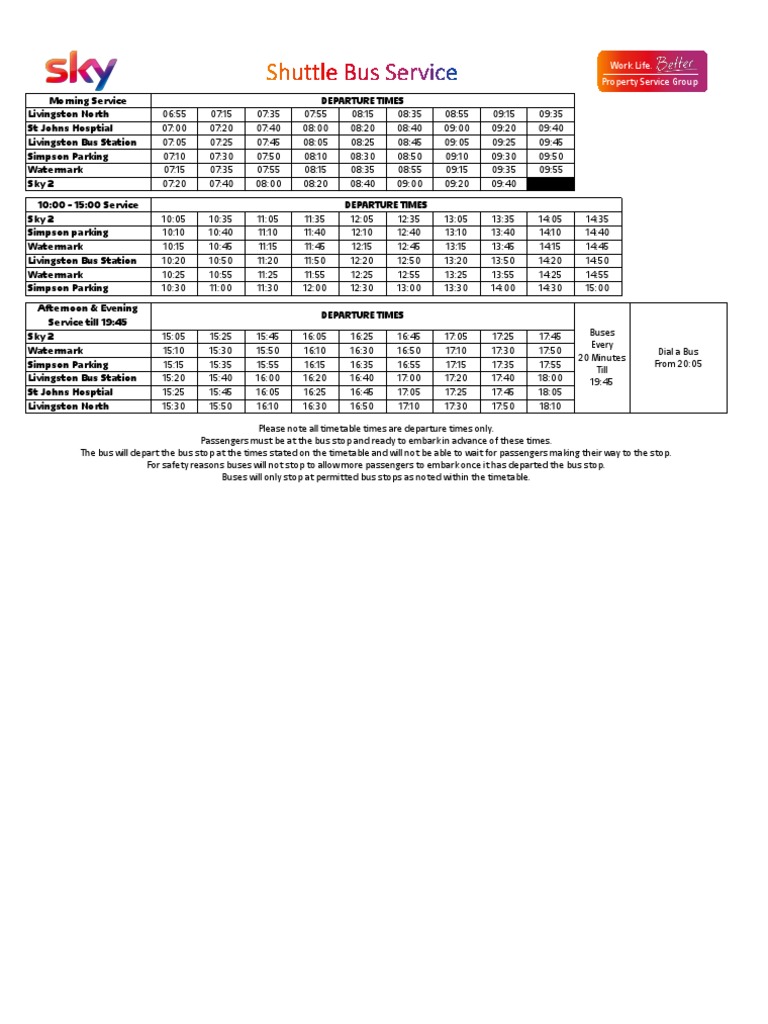 Livingston Sky Shuttle PDF Bus Bus Transport
