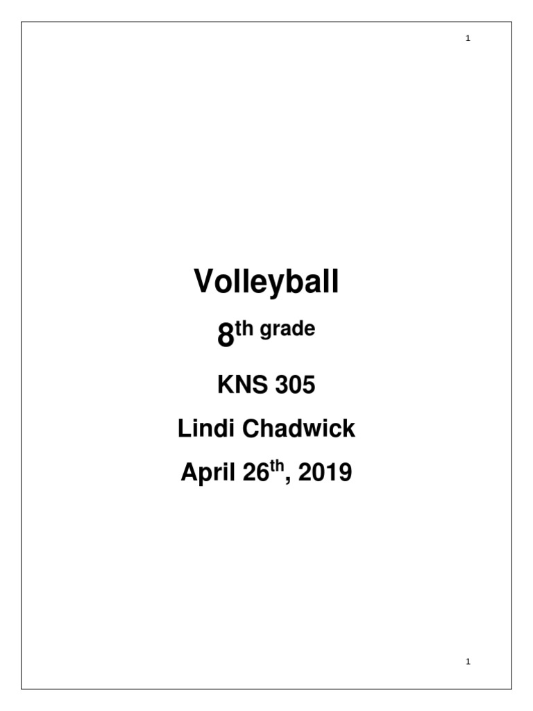 Volleyball Unit Plan PDF Volleyball Sports