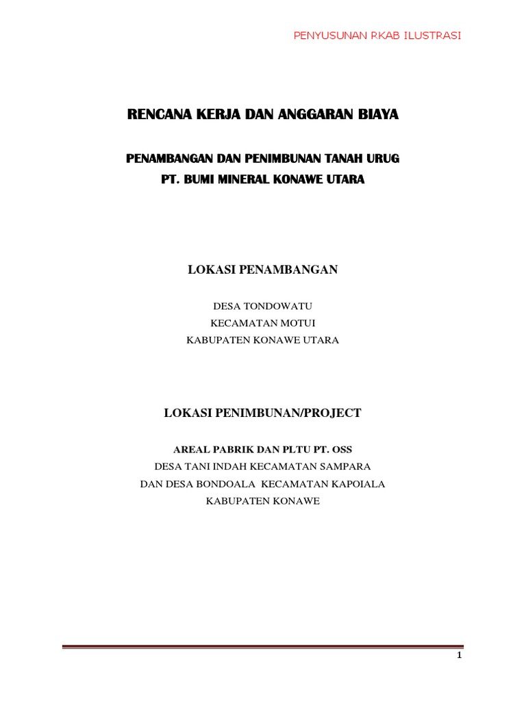 Contoh RKAB Penambangan Tanah Urug | PDF