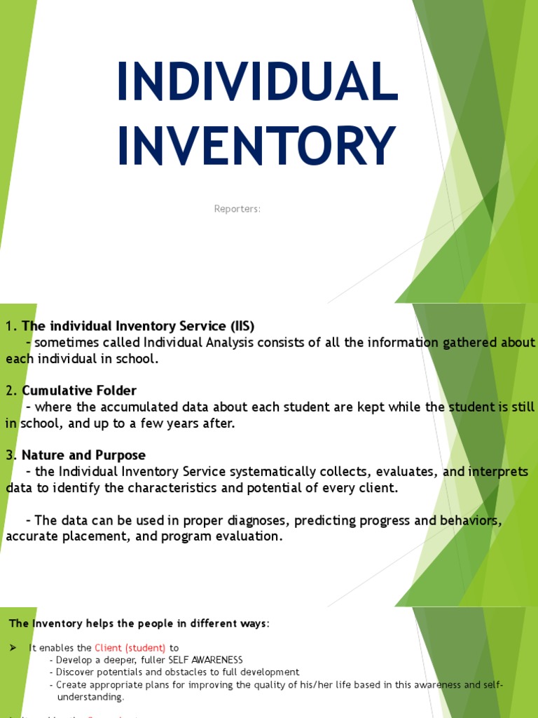 Individual Inventory Service Overview | PDF | Self Awareness | Inventory