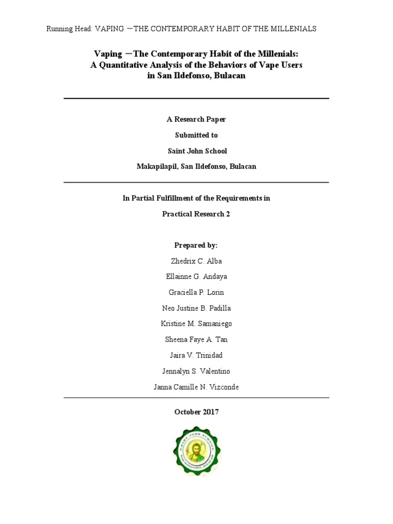 Vaping Habits Among Millennials in Bulacan | PDF | Electronic Cigarette ...