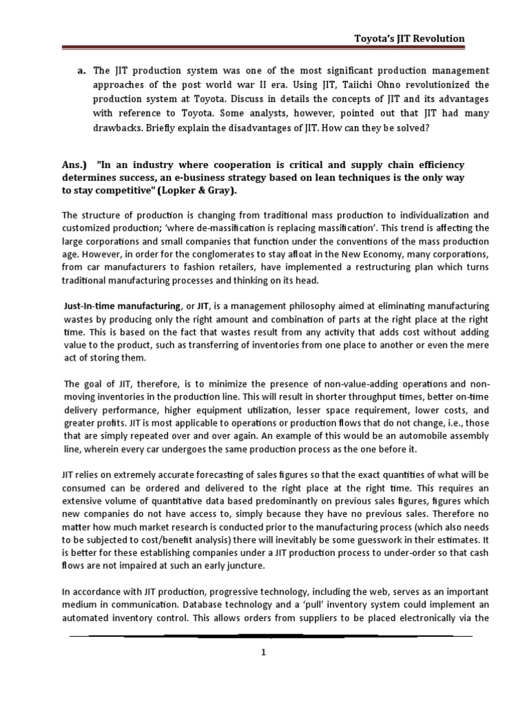 Jit Case Study Pdf | JIT Implementation within a Service Industry: A ...