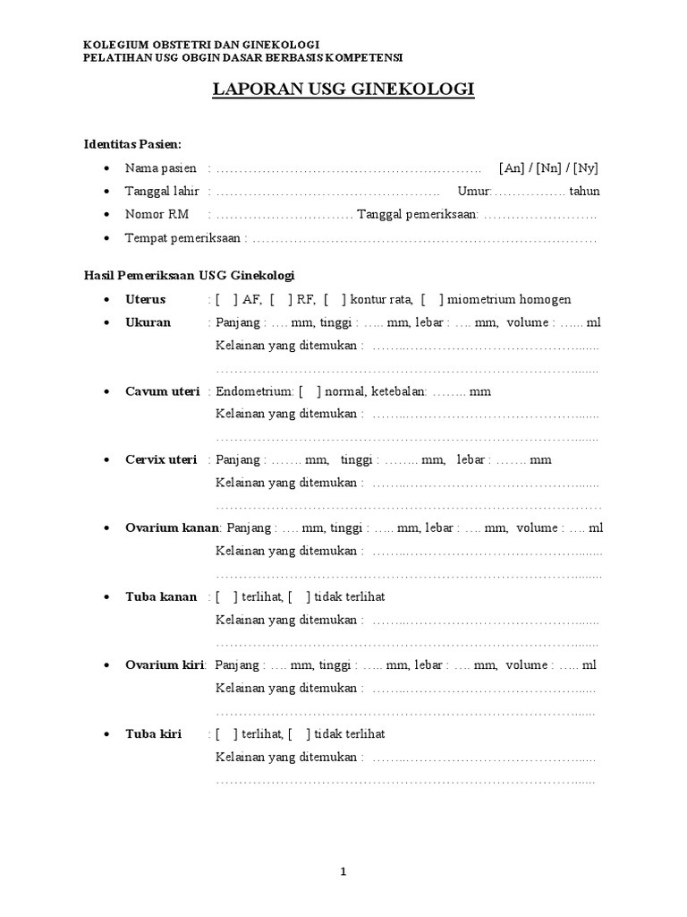 Laporan Hasil USG Ginekologi | PDF