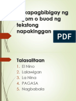 Nakapagbibigay NG Lagom o Buod NG Tekstong Napakinggan