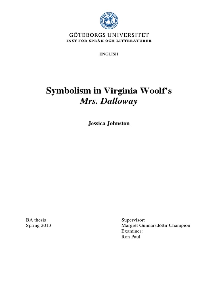 Symbolism in Mrs Dalloway PDF PDF Mrs Dalloway Virginia Woolf