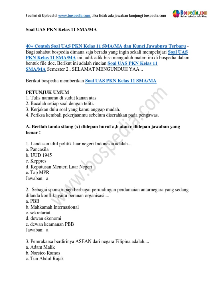 Kunci Jawaban Uas Pkn Kelas 11 Semester 2 38+ Kunci Jawaban Uas Pkn