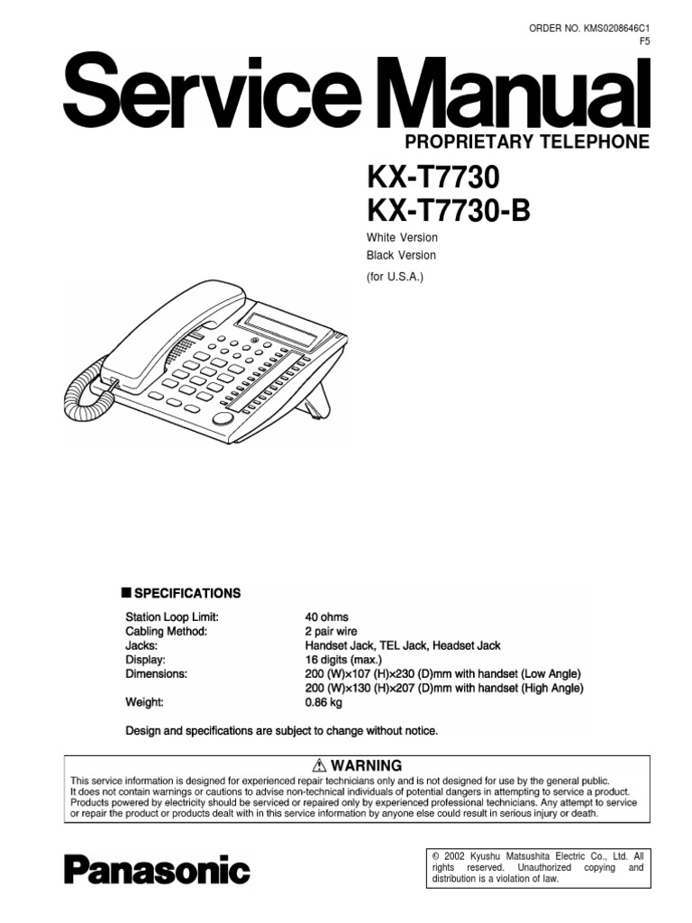 Panasonic KX T7730 KX T7730 B | PDF | Telephone | Soldering