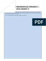 Prueba de matemáticas período 1 - 2019 grado 3