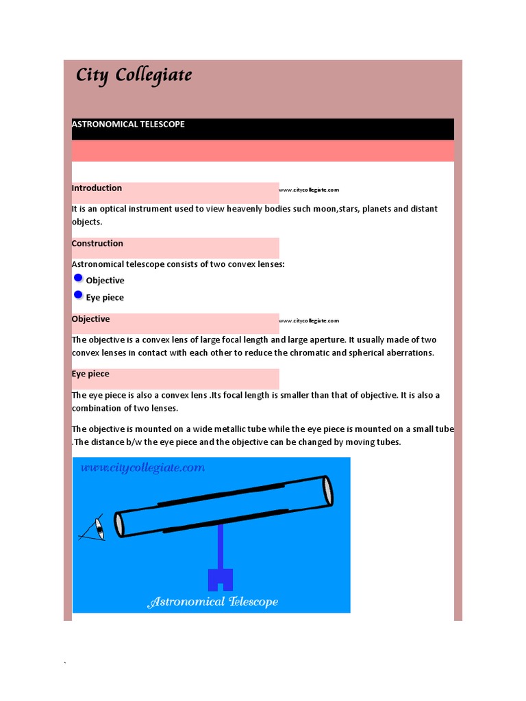 Astronomical Telescope Pdf Telescope Eye