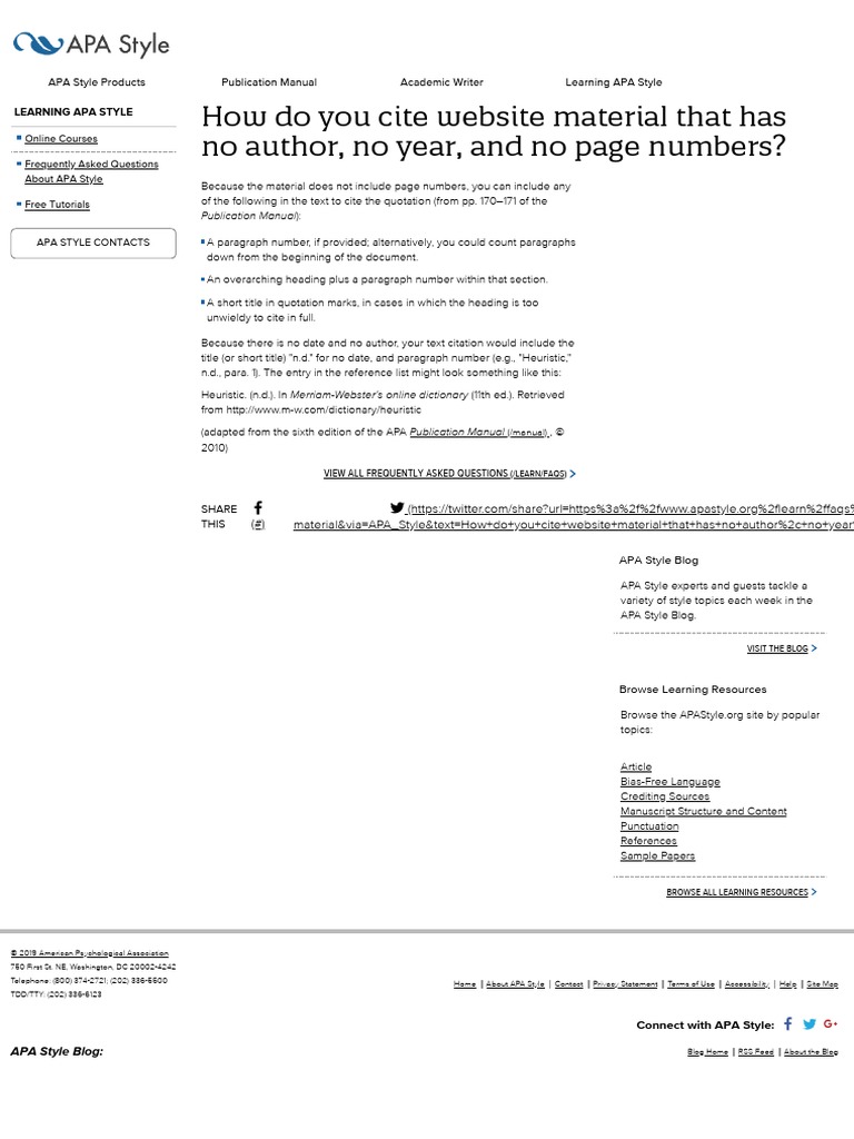 How Do You Cite site Material That Has No Author, No Year, and No