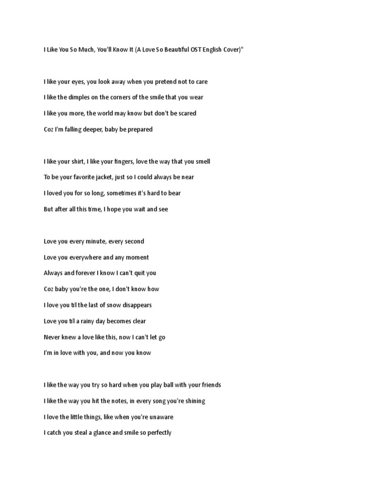 I Like You So Much Pdf