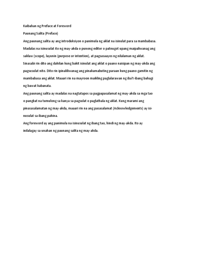 Kaibahan NG Preface at Foreword | PDF
