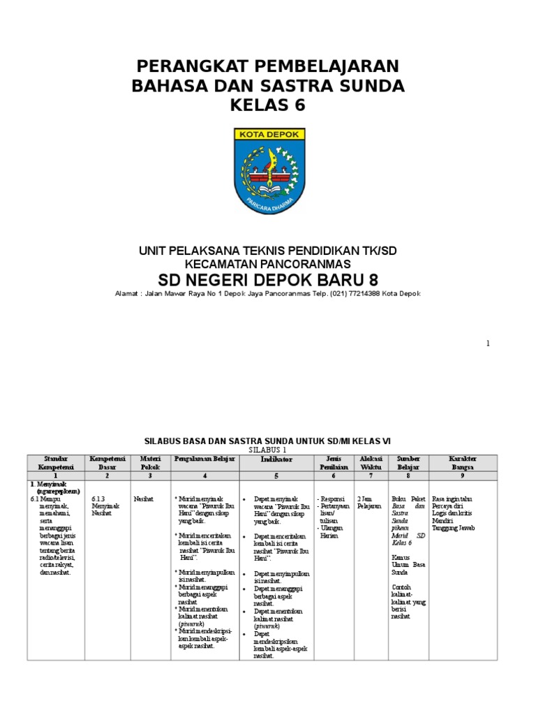 Kunci Jawaban Pamekar Diajar Basa Sunda Kelas 6 File Guru Sd Smp Sma