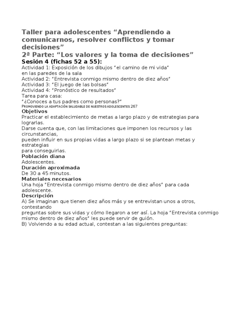 Taller de Toma de Decisiones para Adolescentes | PDF | Toma de ...