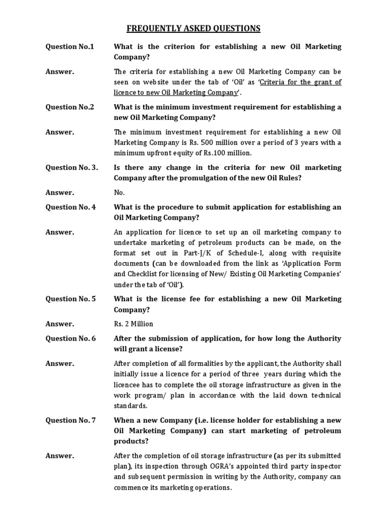 Faq On Oil PDF License Lubricant