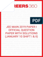 JEE Main 2019 Official Question Paper Solutions Paper 1 J GJZTJZQ