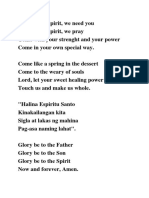Come Holy Spirit Lyrics PDF