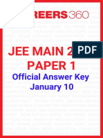 JEE Main 2019 Paper 1 Official Answer Key January 10
