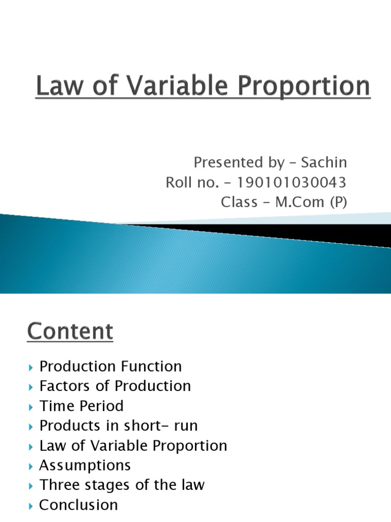 Law of Variable Proportion (1) Sqchin Surbra | PDF | Long Run And Short ...