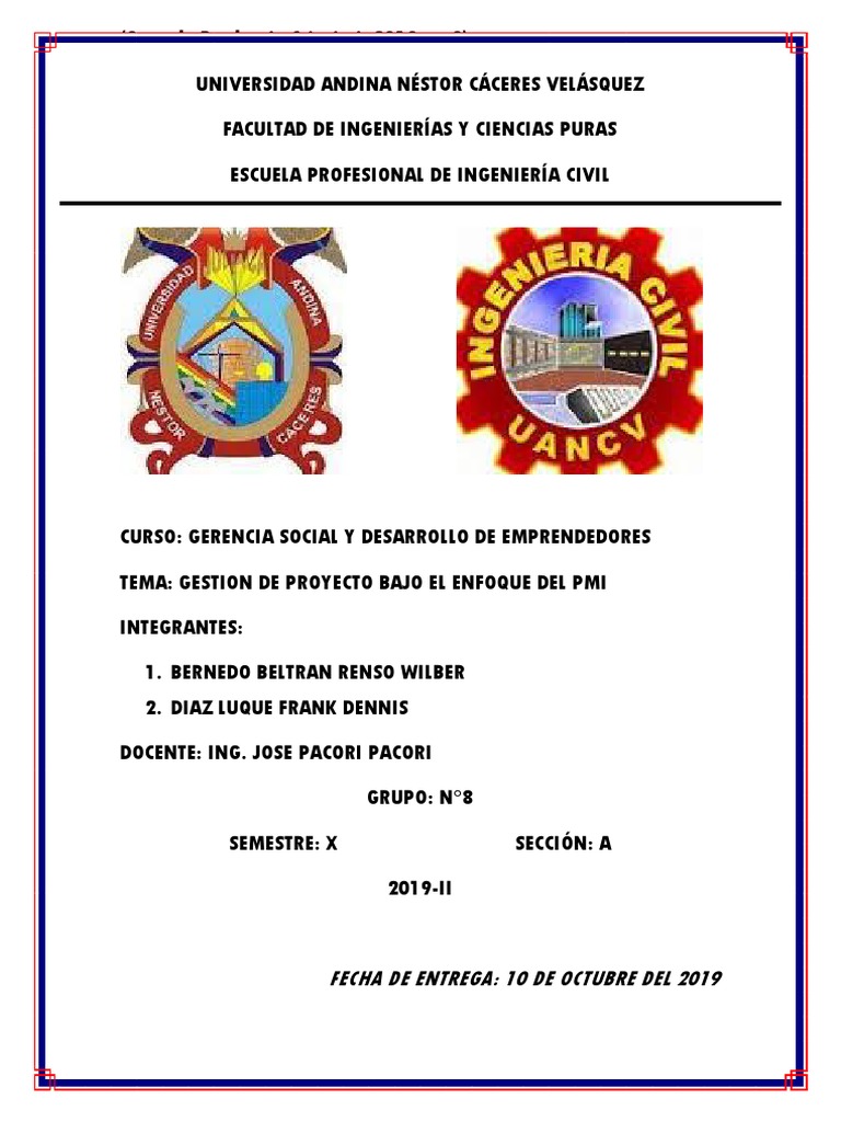 Gestion de Proyectos Bajo El Enfoque Pmi | PDF | Gestión de proyectos ...