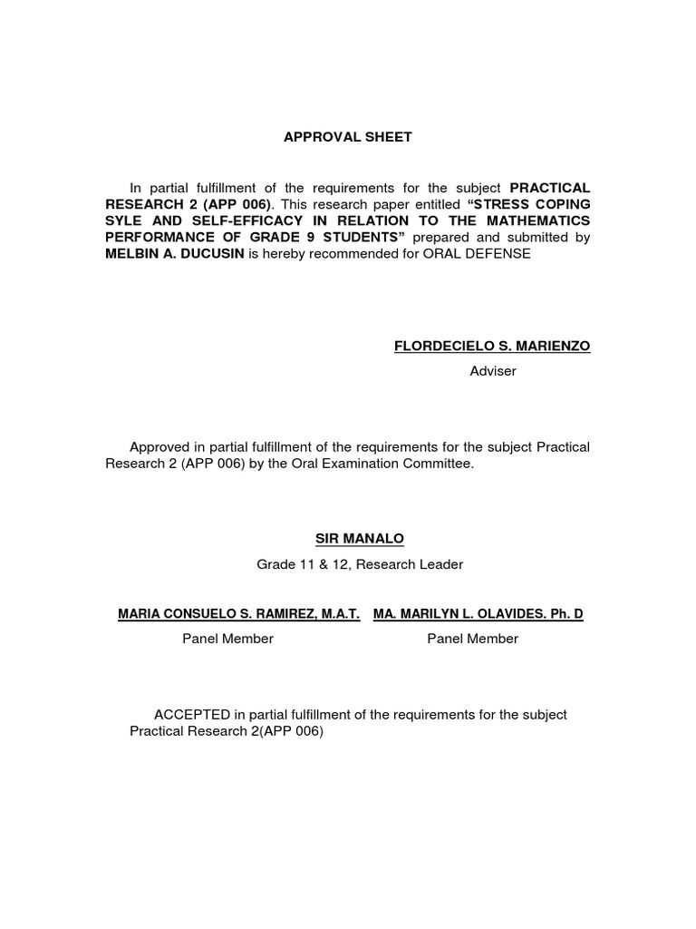 Approval Sheet | PDF | Science & Mathematics | Technology & Engineering