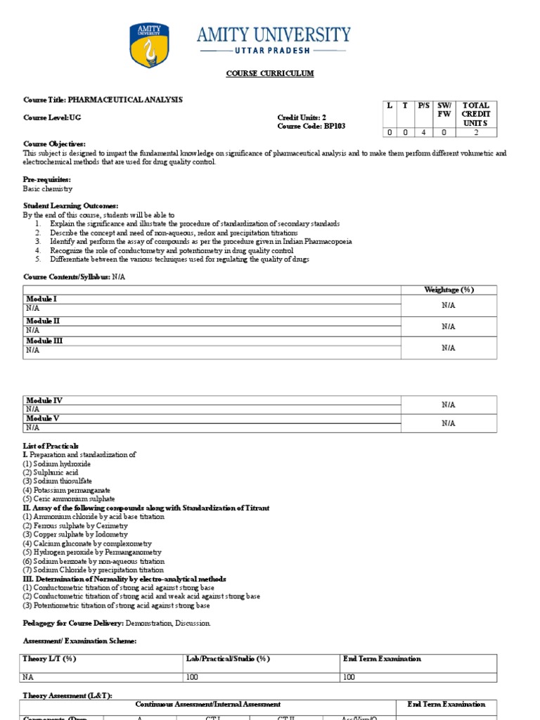 Pharmaceutical Analysis Practical Guide | PDF | Chemical Elements | Atoms