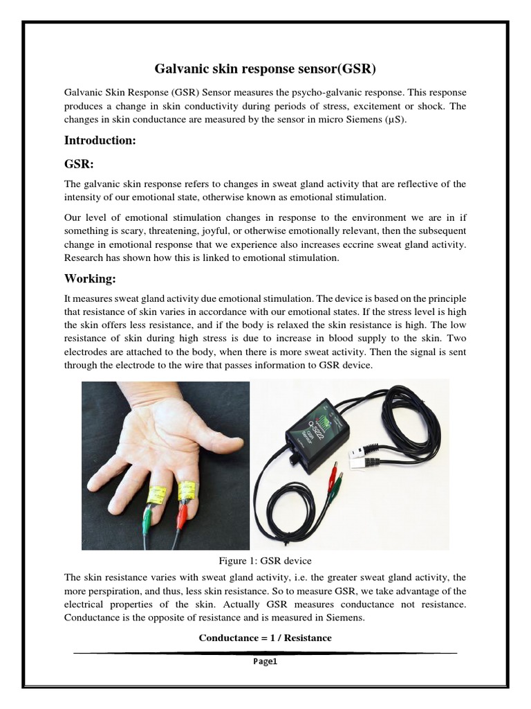 Galvanic Skin Response Sensor Docx Perspiration Electrical Resistance And Conductance