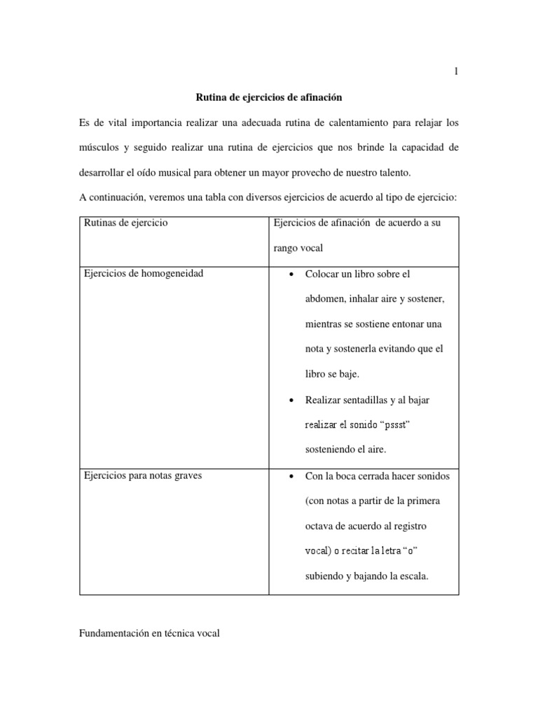 Ejercicios y Recomendaciones de Afinación | PDF | Pitch (Música ...
