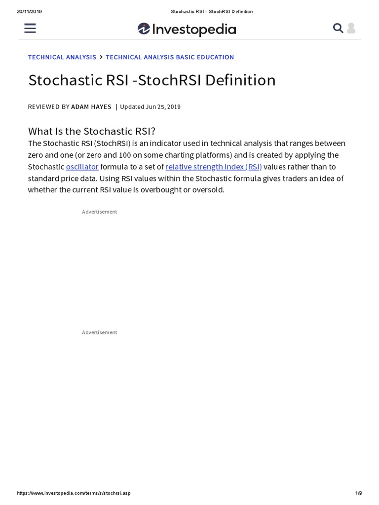 Understanding Stochastic RSI Indicator | PDF | Technical Analysis |  Financial Markets