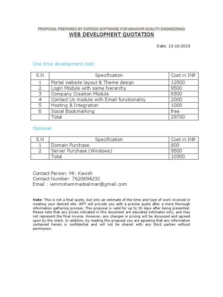 Website Design Quote Template | PDF | Computers