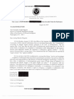 Letter From The Intelligence Community Inspector General Regarding Whistleblower Complaint